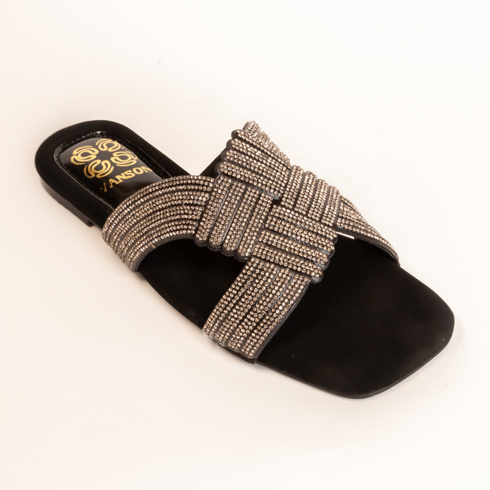 INFINITY KNOTS-Festive Flats in-Black.