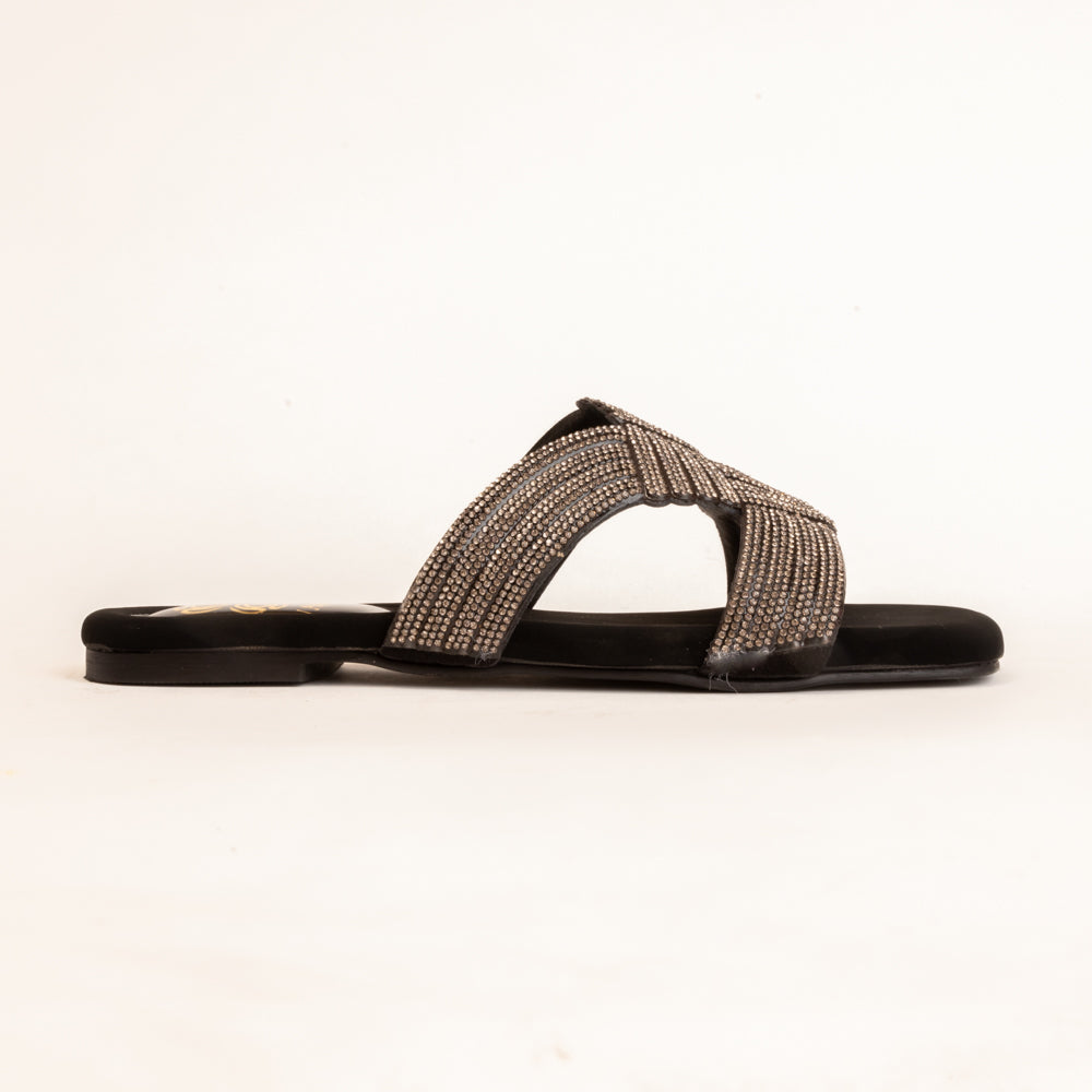 INFINITY KNOTS-Festive Flats in-Black.