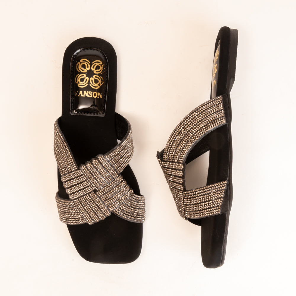 INFINITY KNOTS-Festive Flats in-Black.