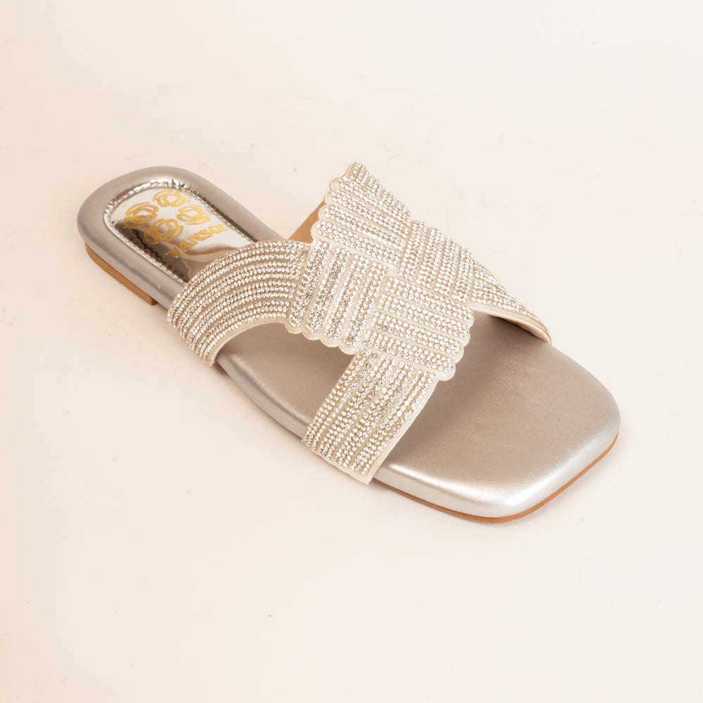 INFINITY KNOTS-Festive Flats in-Silver.