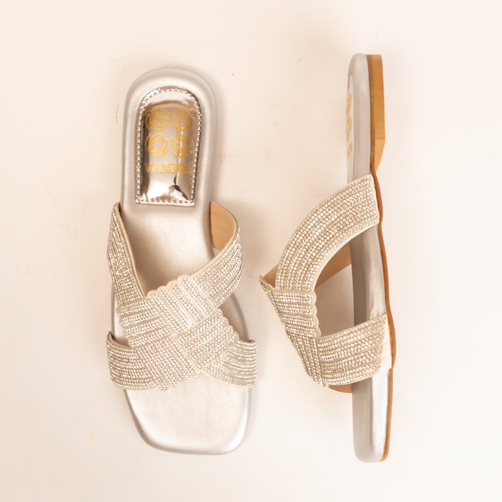 INFINITY KNOTS-Festive Flats in-Silver.
