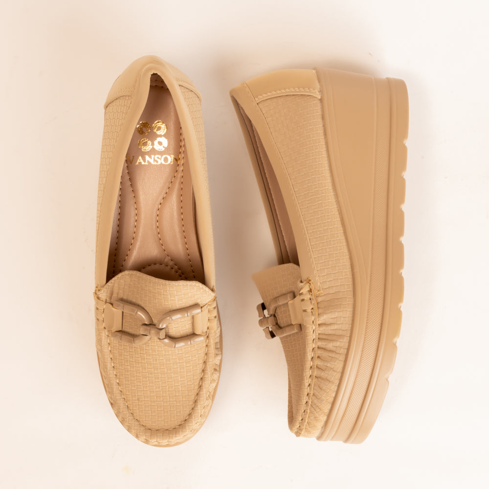 SUGAR CANE-Heel Loafer in-Beige.
