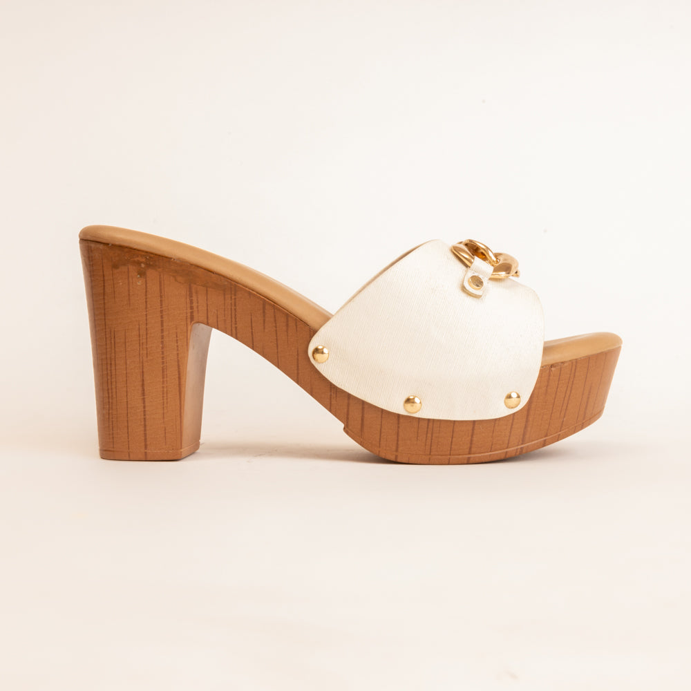 DRUNCH DOLL-Block Heel in-Off White.