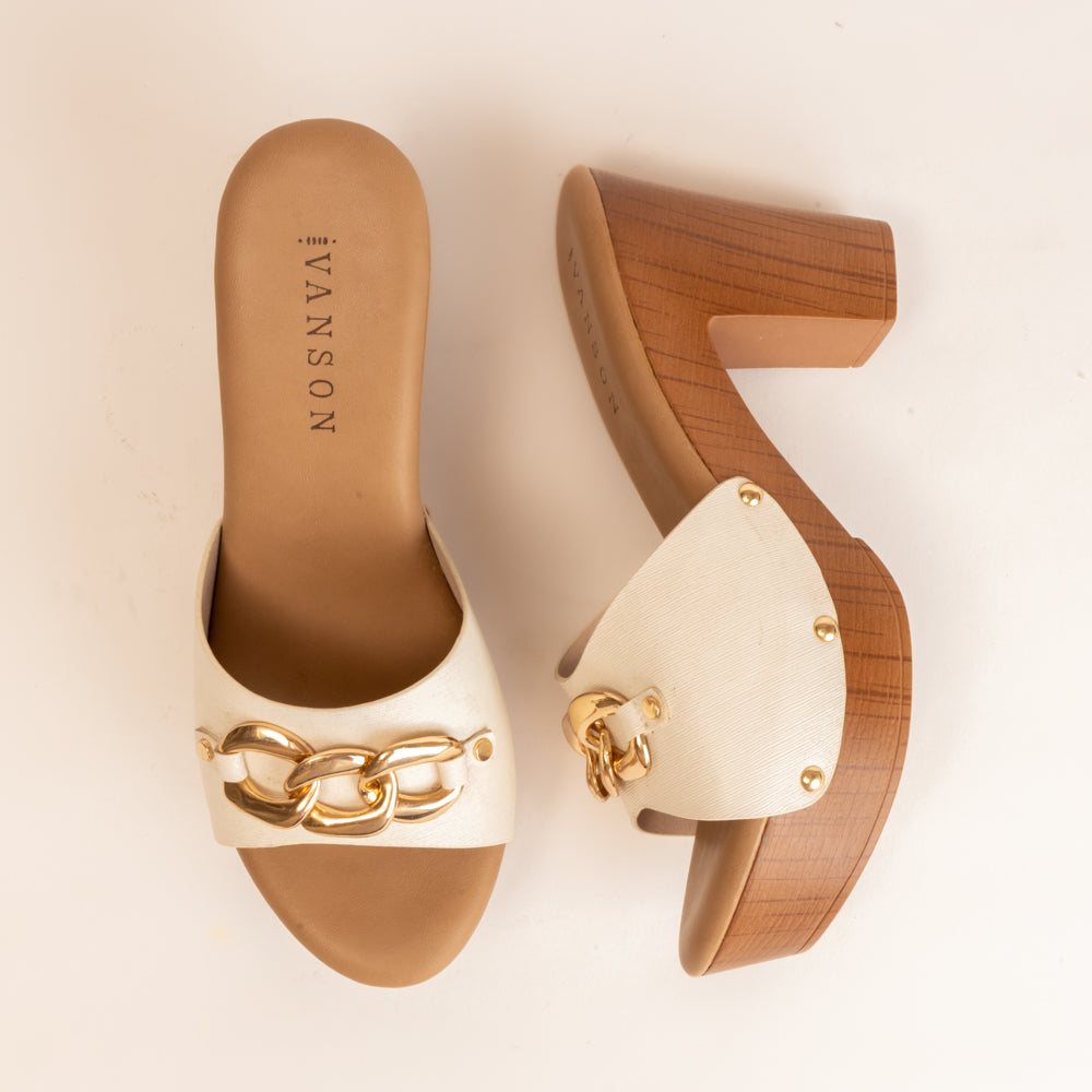 DRUNCH DOLL-Block Heel in-Off White.