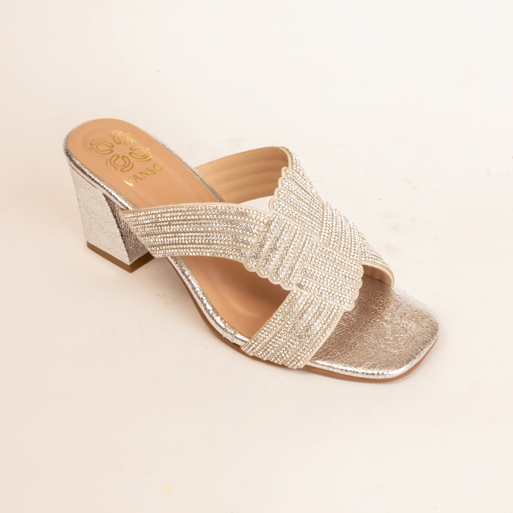 INFINITY KNOTS-HEEL VERSION-Block Heel in-Silver.