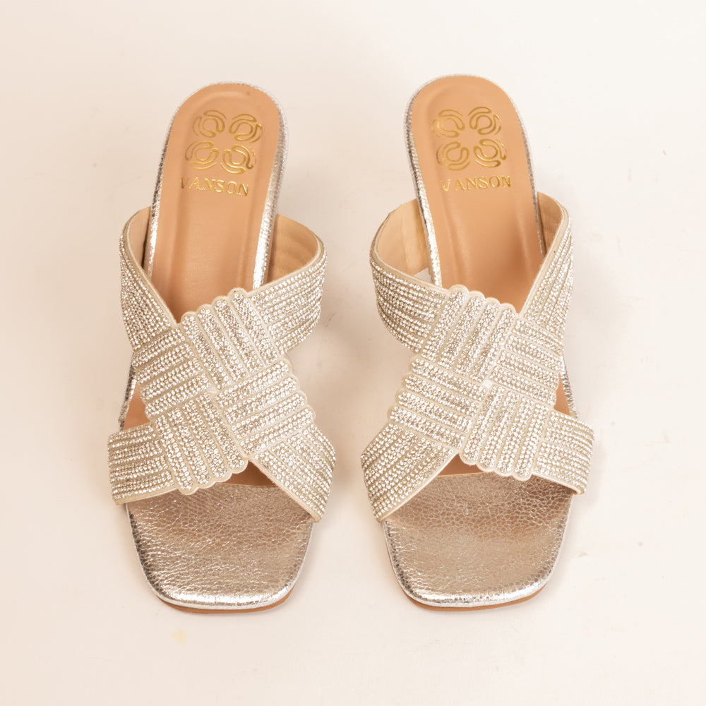 INFINITY KNOTS-HEEL VERSION-Block Heel in-Silver.