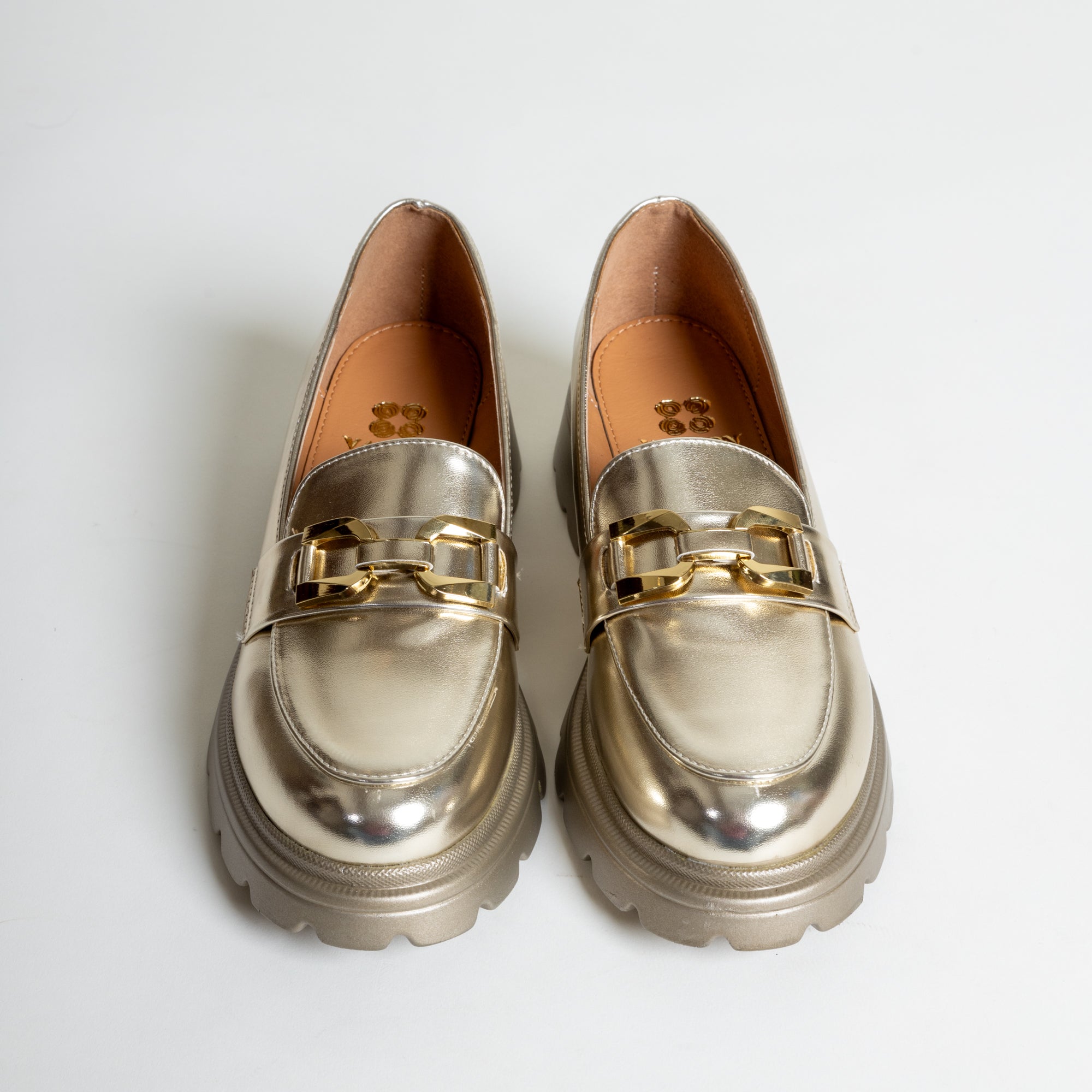 WONKA-Chunky Heel Shoes-Gold.