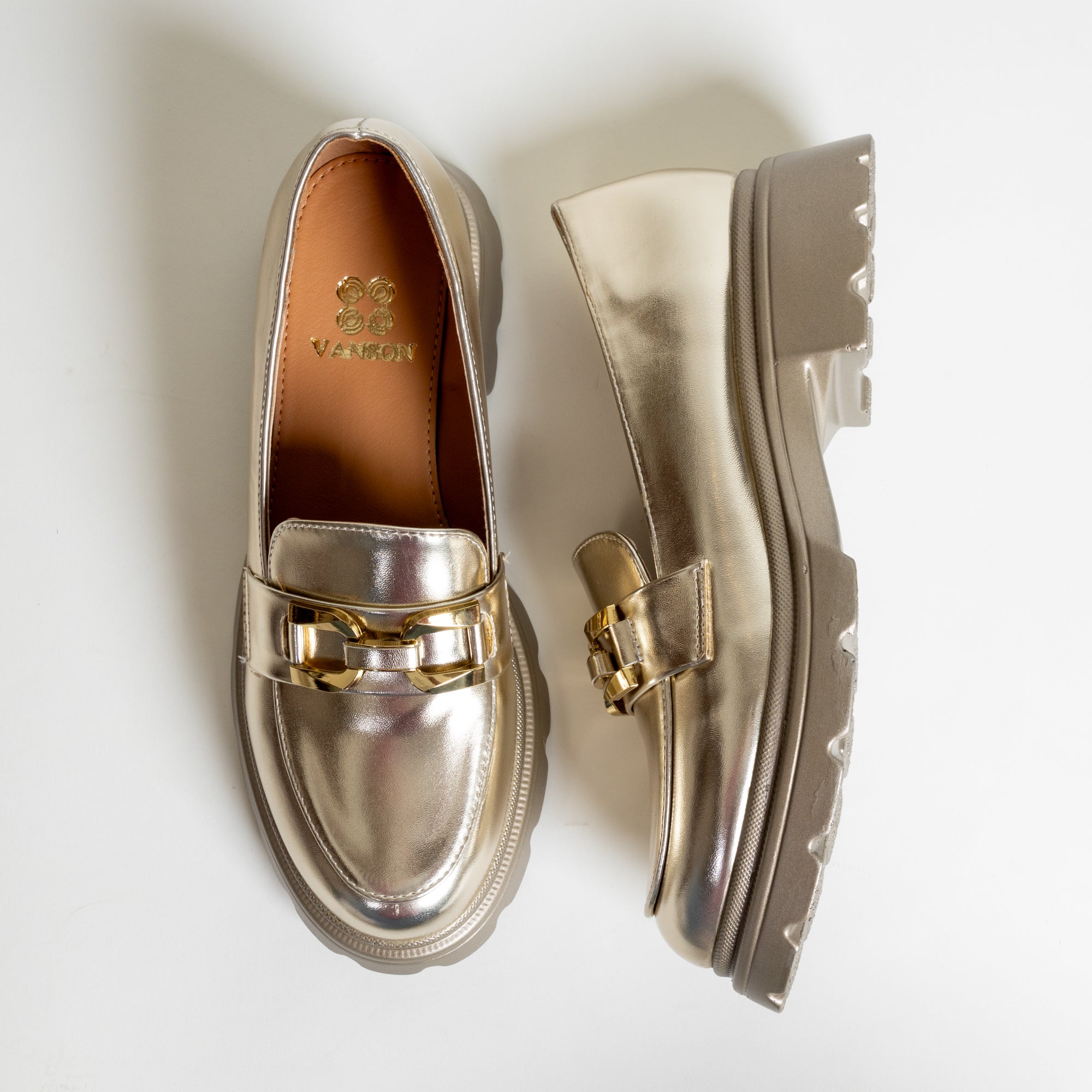 WONKA-Chunky Heel Shoes-Gold.