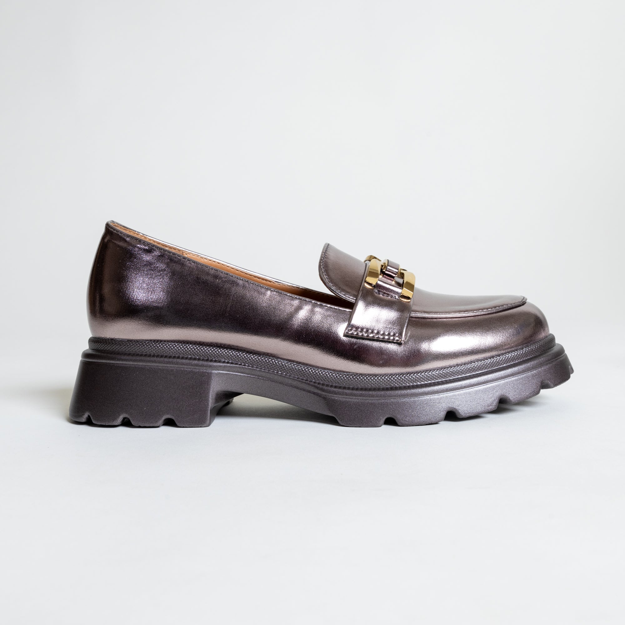 WONKA-Chunky Heel Shoes in-Gun Metal.
