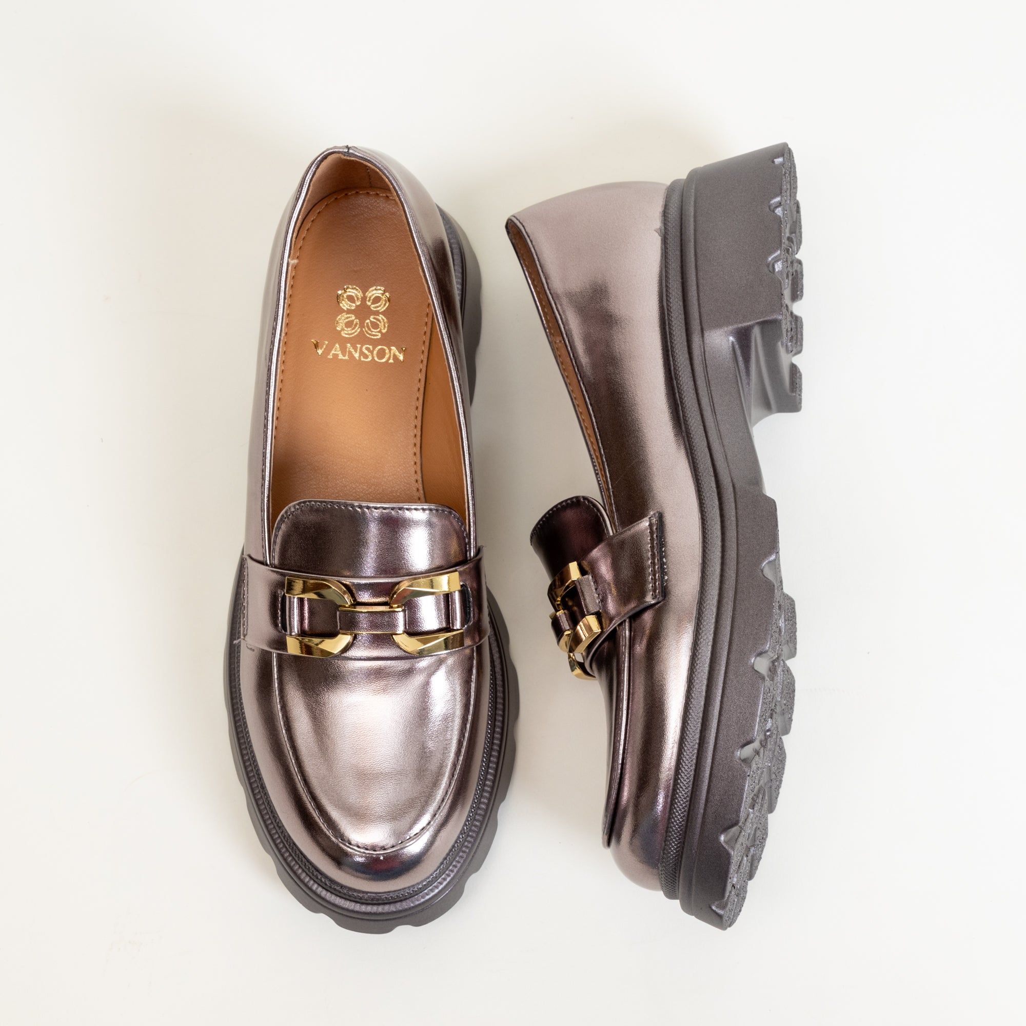 WONKA-Chunky Heel Shoes in-Gun Metal.