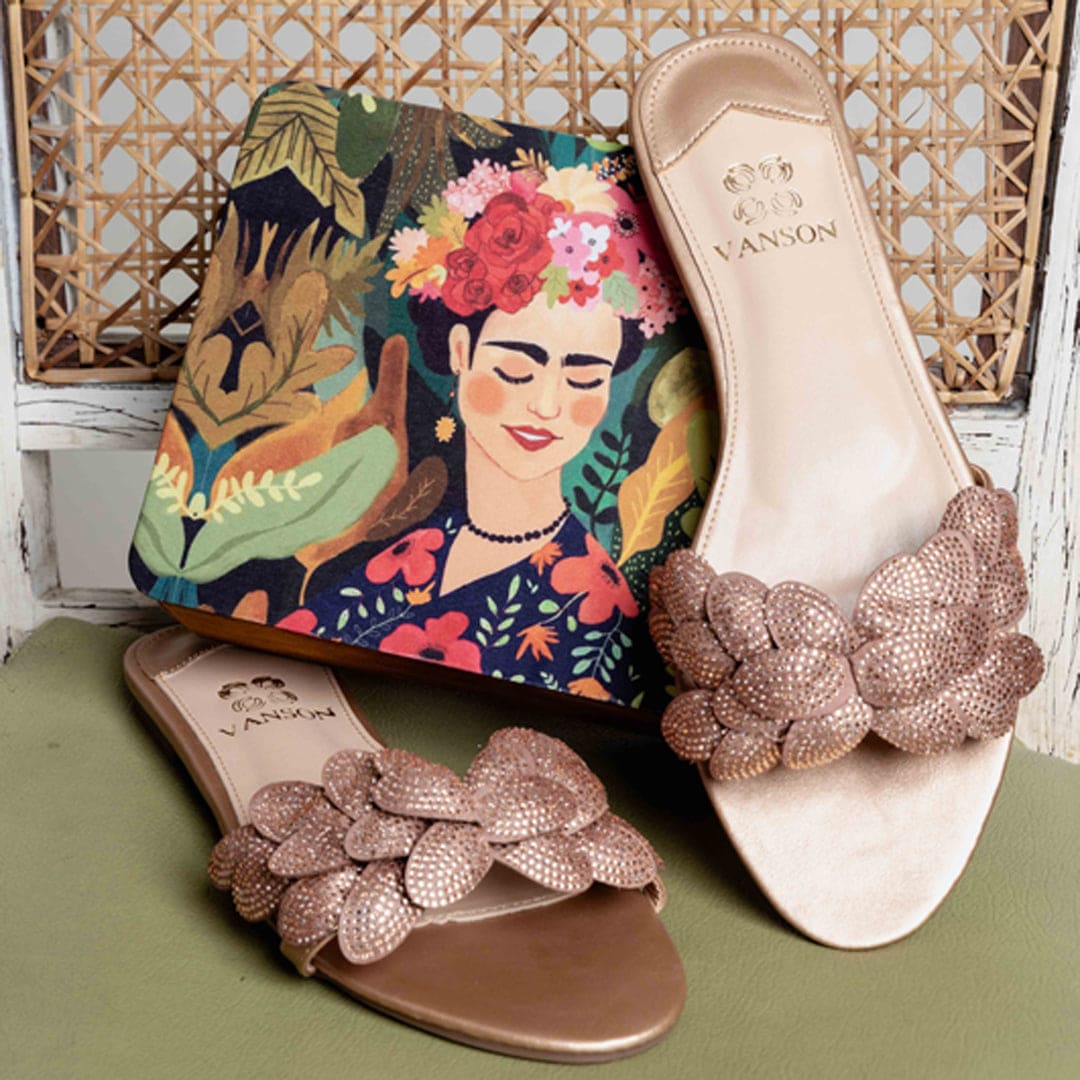 BLING SALAD-Embellished Flats in-Champagne.