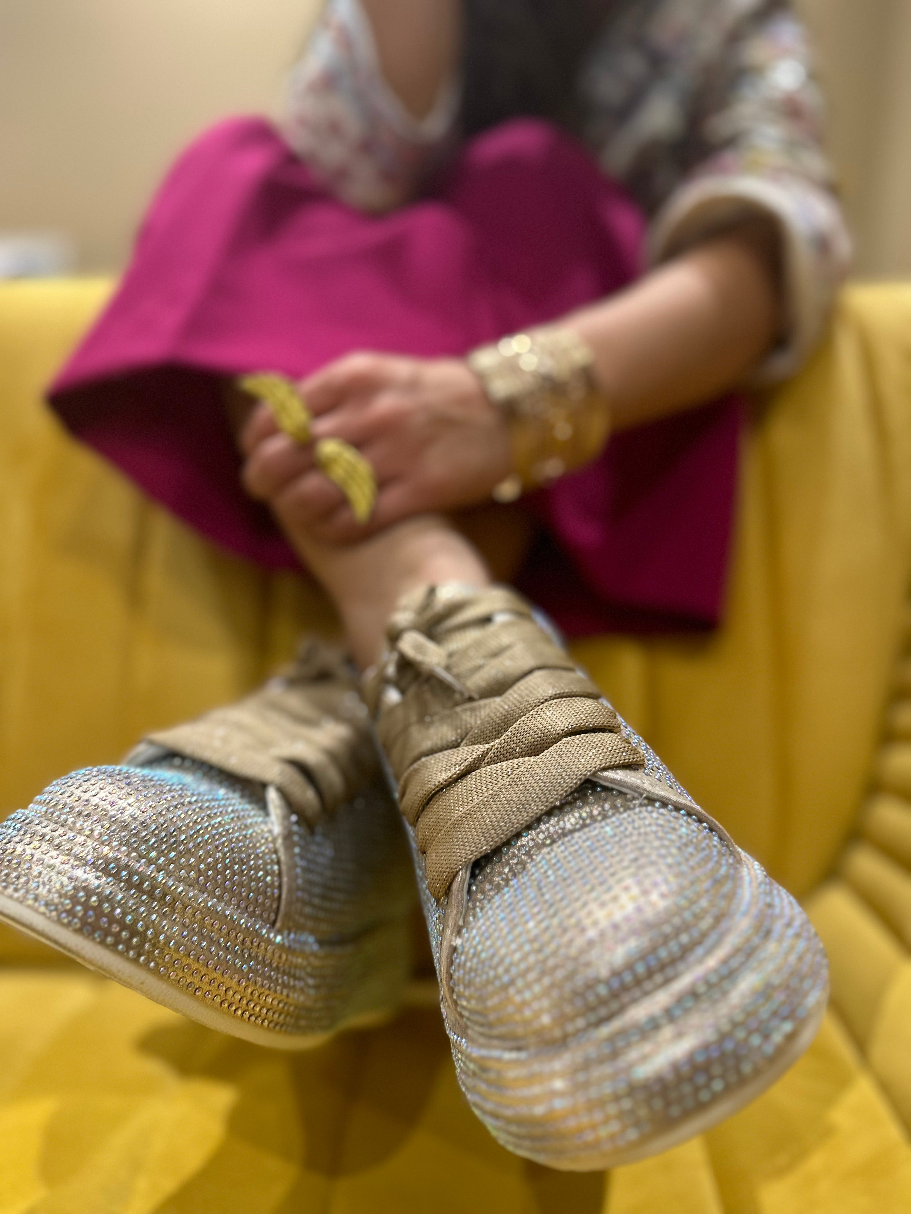 MILKY WAY-Glittery Sport shoes in-Gold.