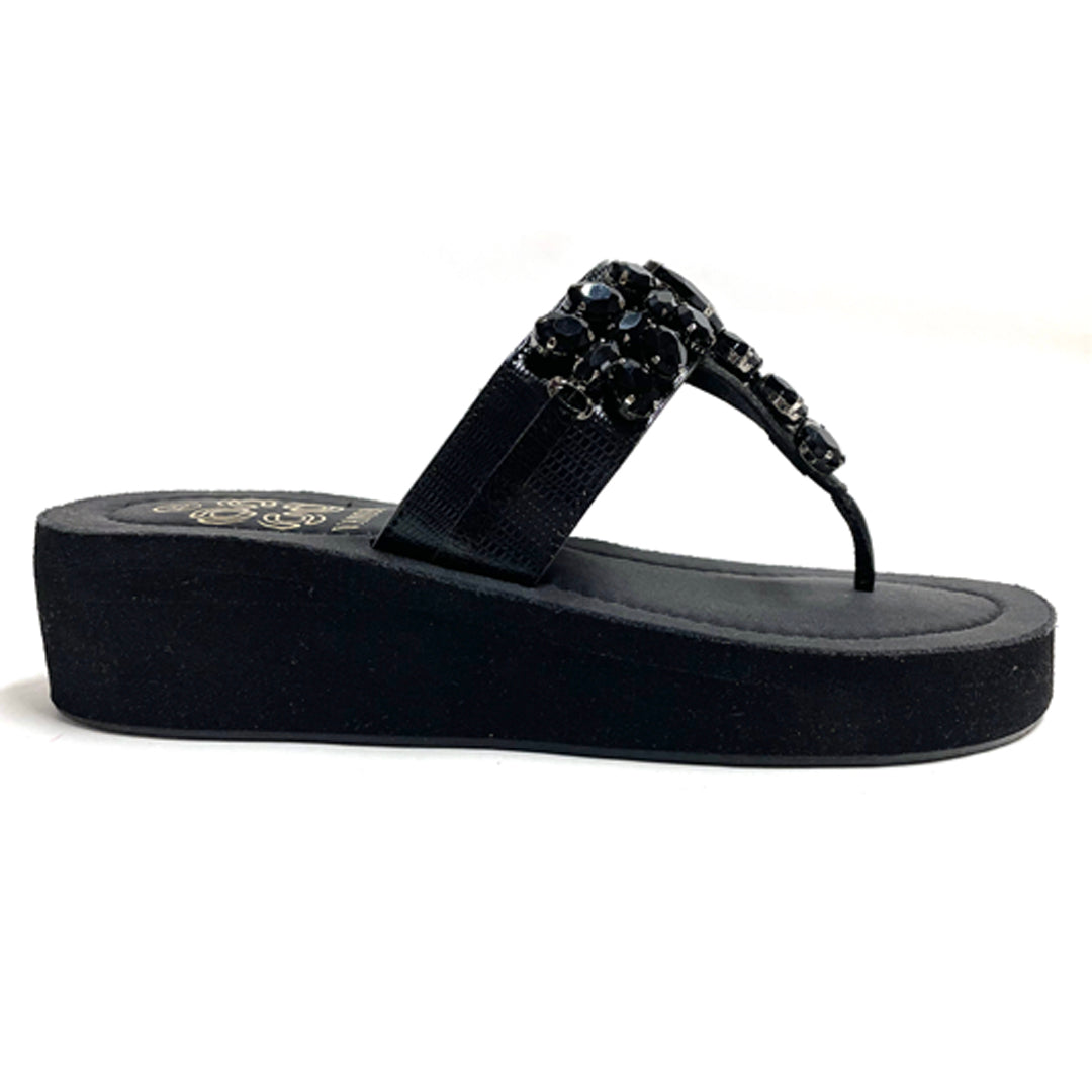 EXTREME ROCKS-Embellished wedge in-Black.