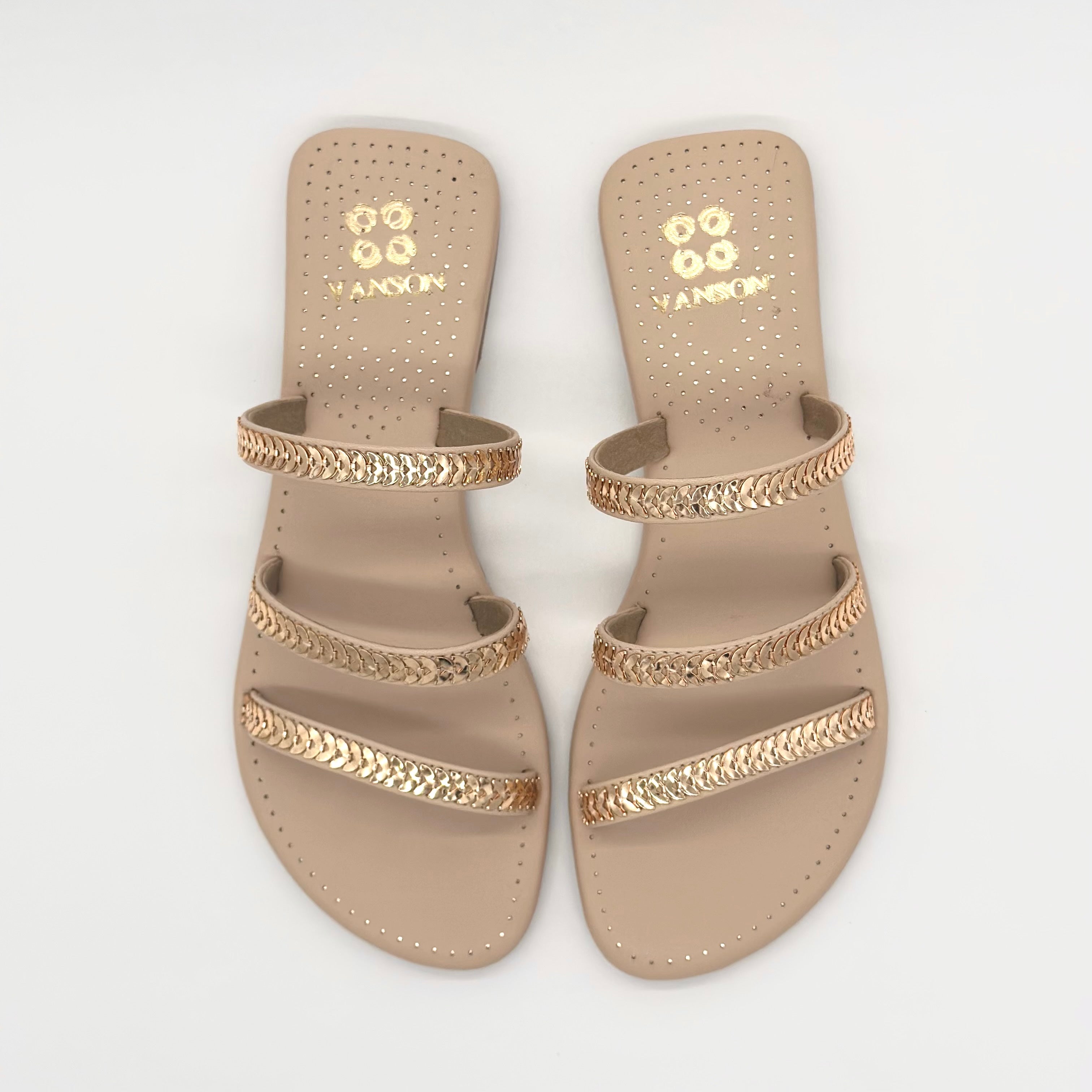 LADY GAIA -classy gold Flats in-Cream.