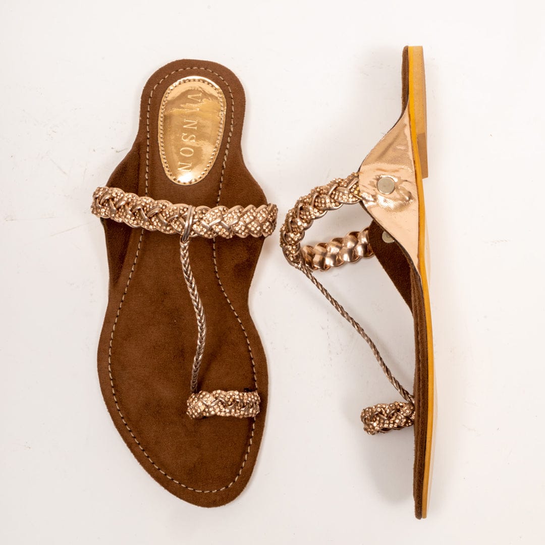 FLAT LINE-Kolhpuri in-Rose Gold.