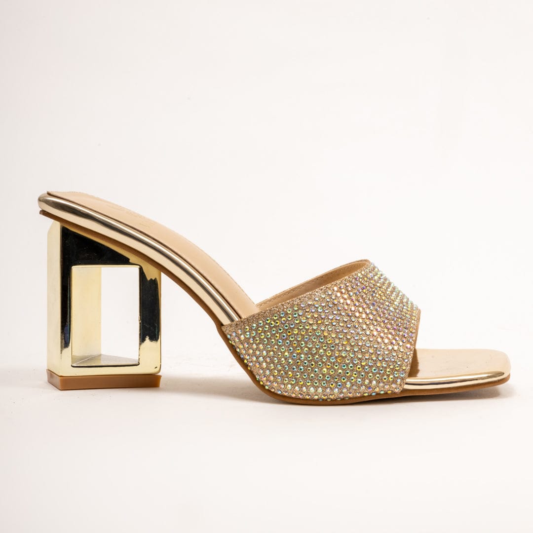 SHINE GAEL- Shimmer Eccentric Heel in-Gold.