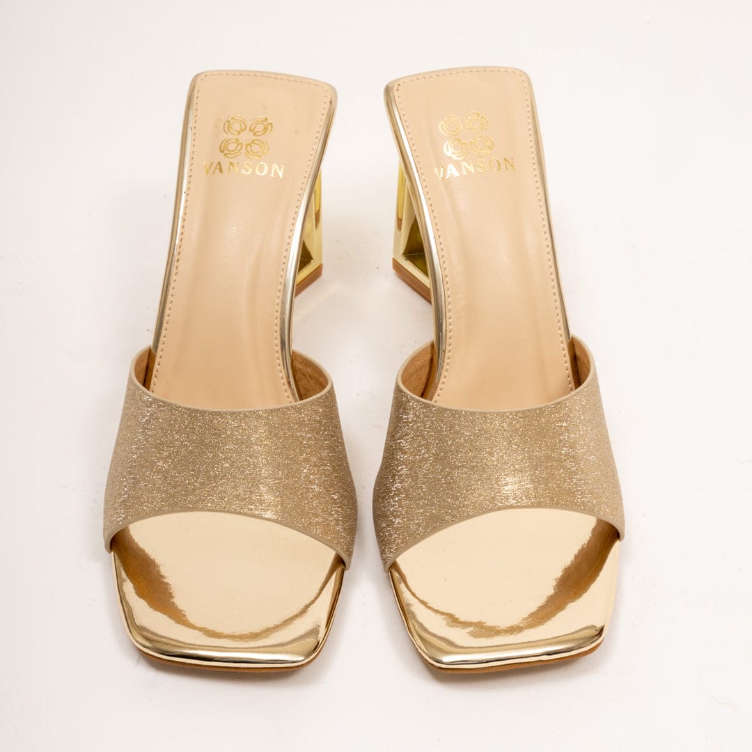 ESTELLA- Eccentric Block Heel in-Gold.