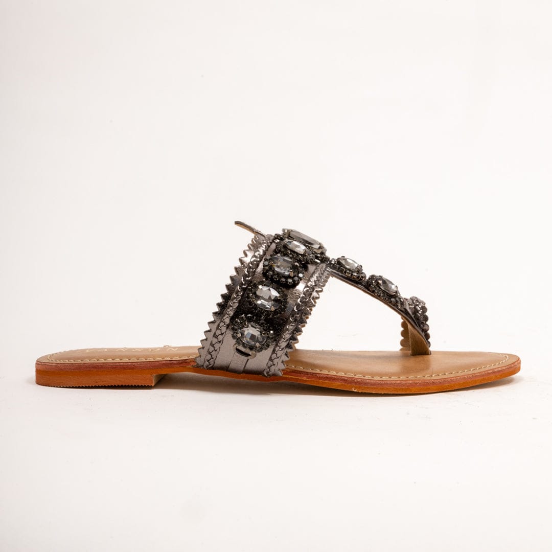 CRYSTA RAIN-Embellished Flats in-Grey.
