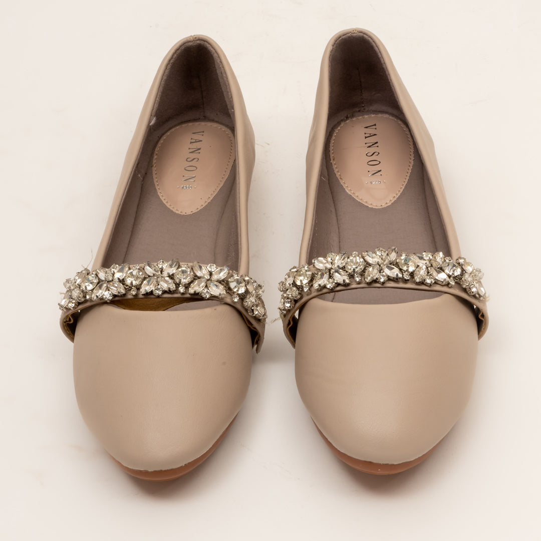 BELLA ENCHANTED- Embellished Belly in-Beige.