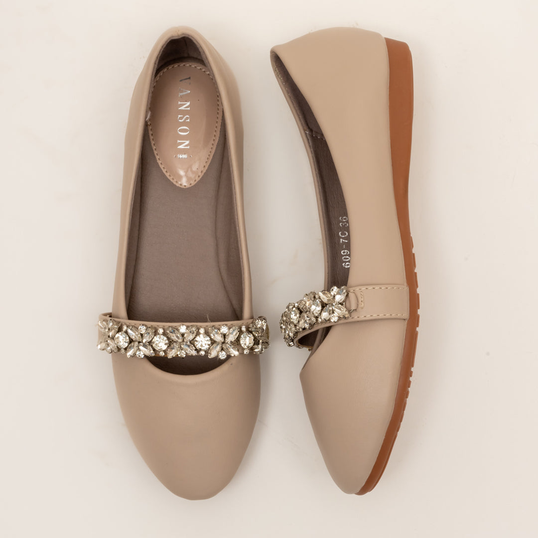 BELLA ENCHANTED- Embellished Belly in-Beige.