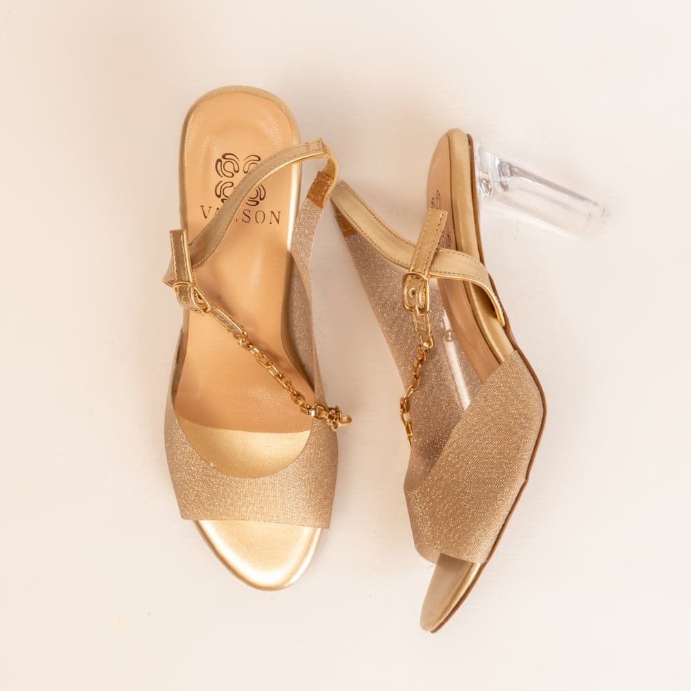 Gold lliana Metallic Strappy Slide Sandals - CHARLES & KEITH IN