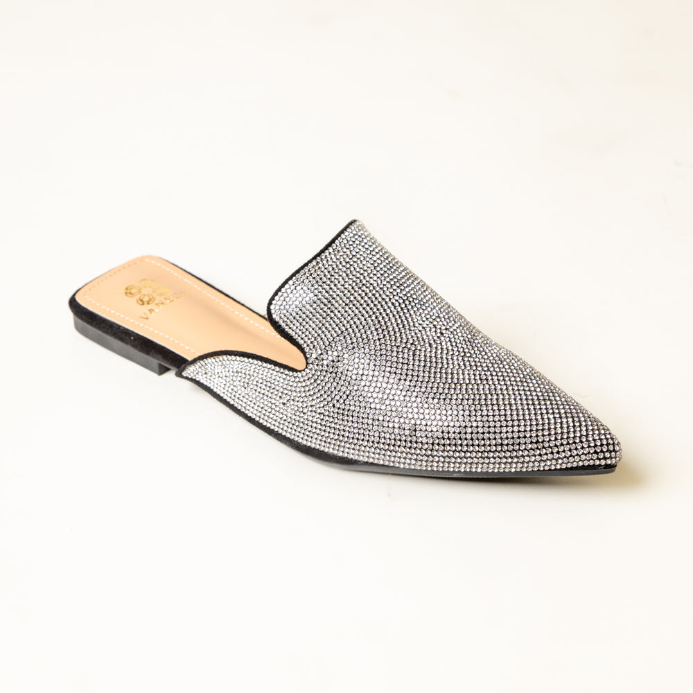 SILVER SURF-Embellished Mules in-Black.