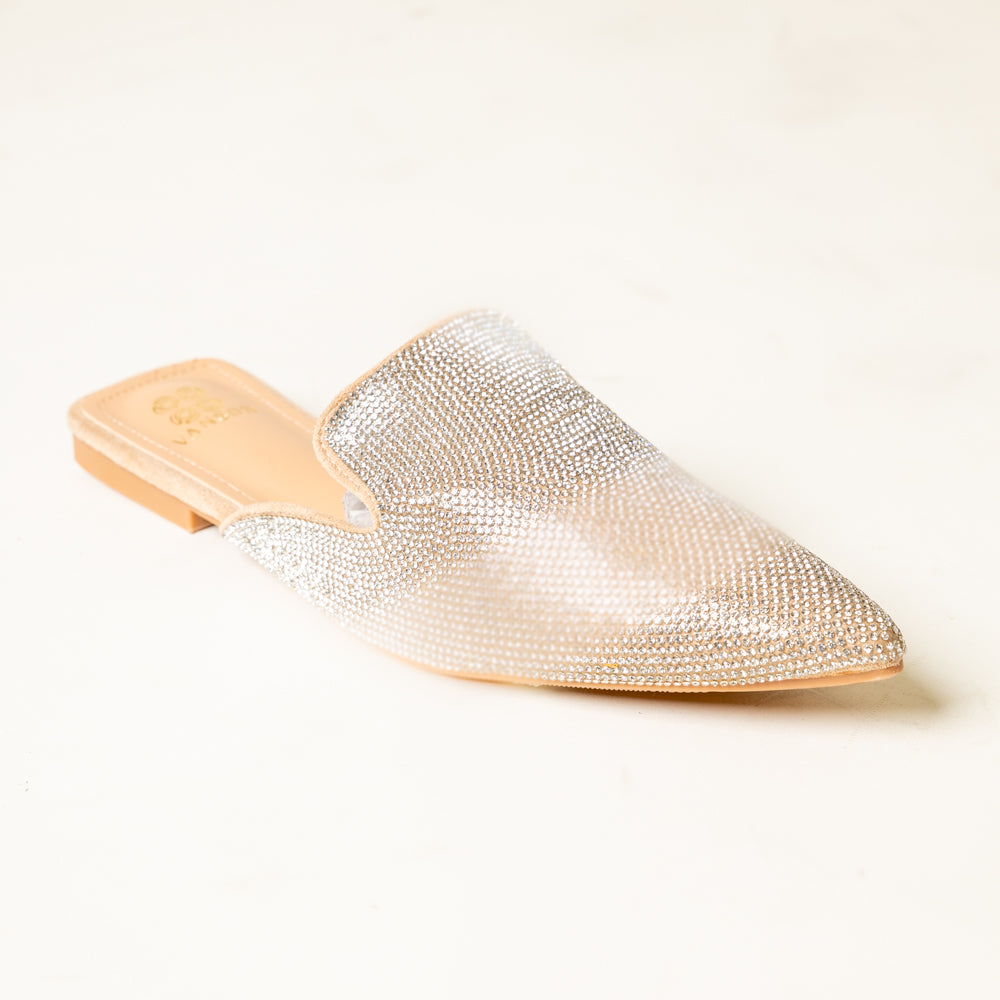 SILVER SURF-Embellished Mules in-Beige.