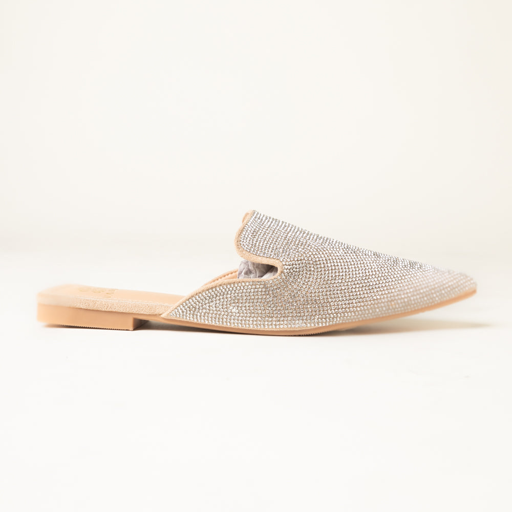 SILVER SURF-Embellished Mules in-Beige.