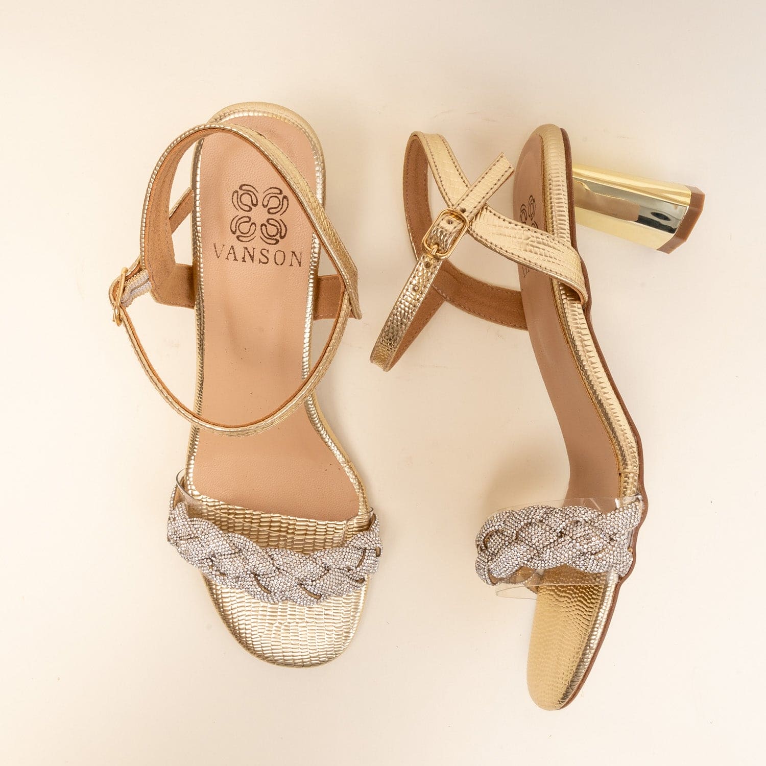 Gold twist  Sandals”-Heel in Gold colour.
