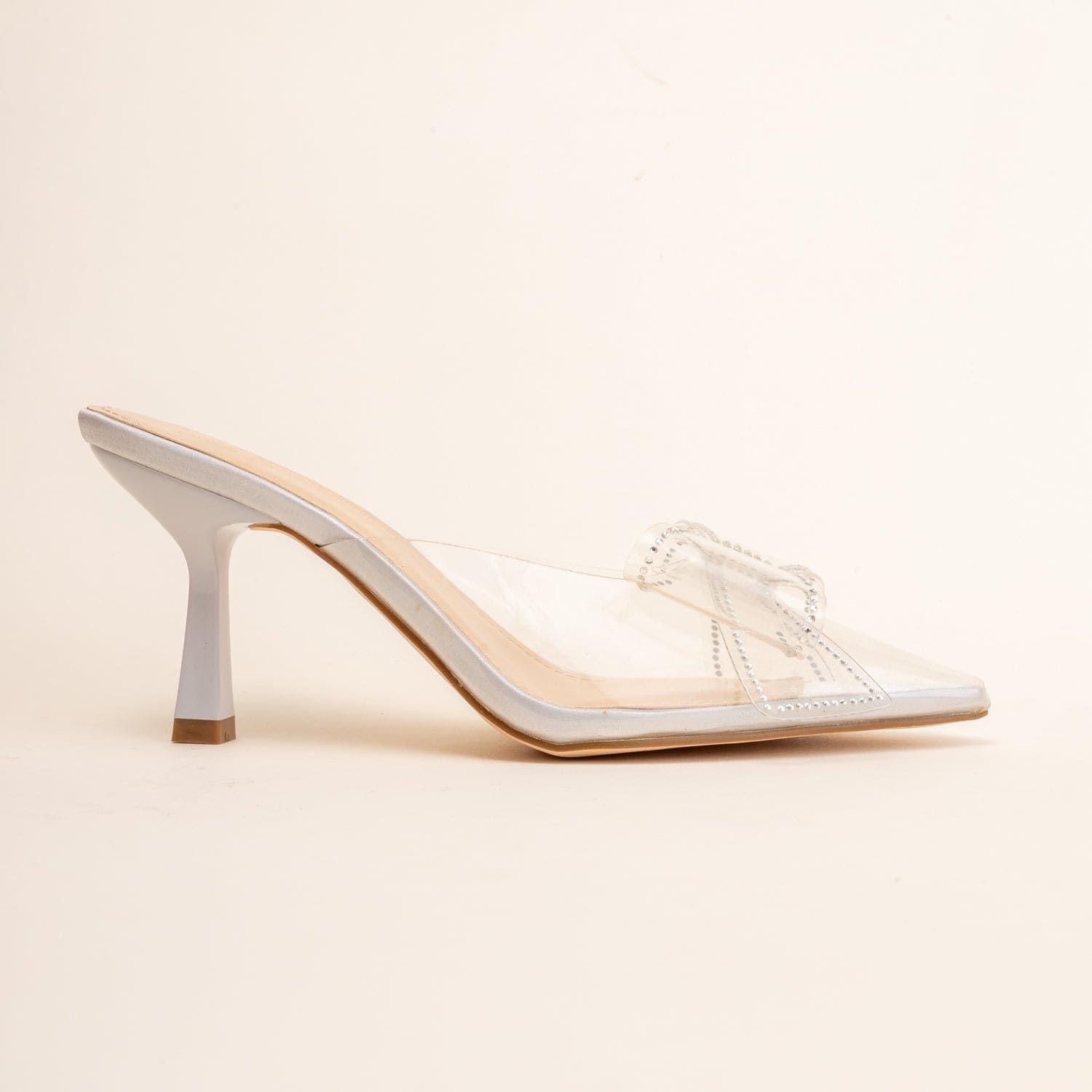 JELLO-Stylish Pumps With Bow in-Silver.