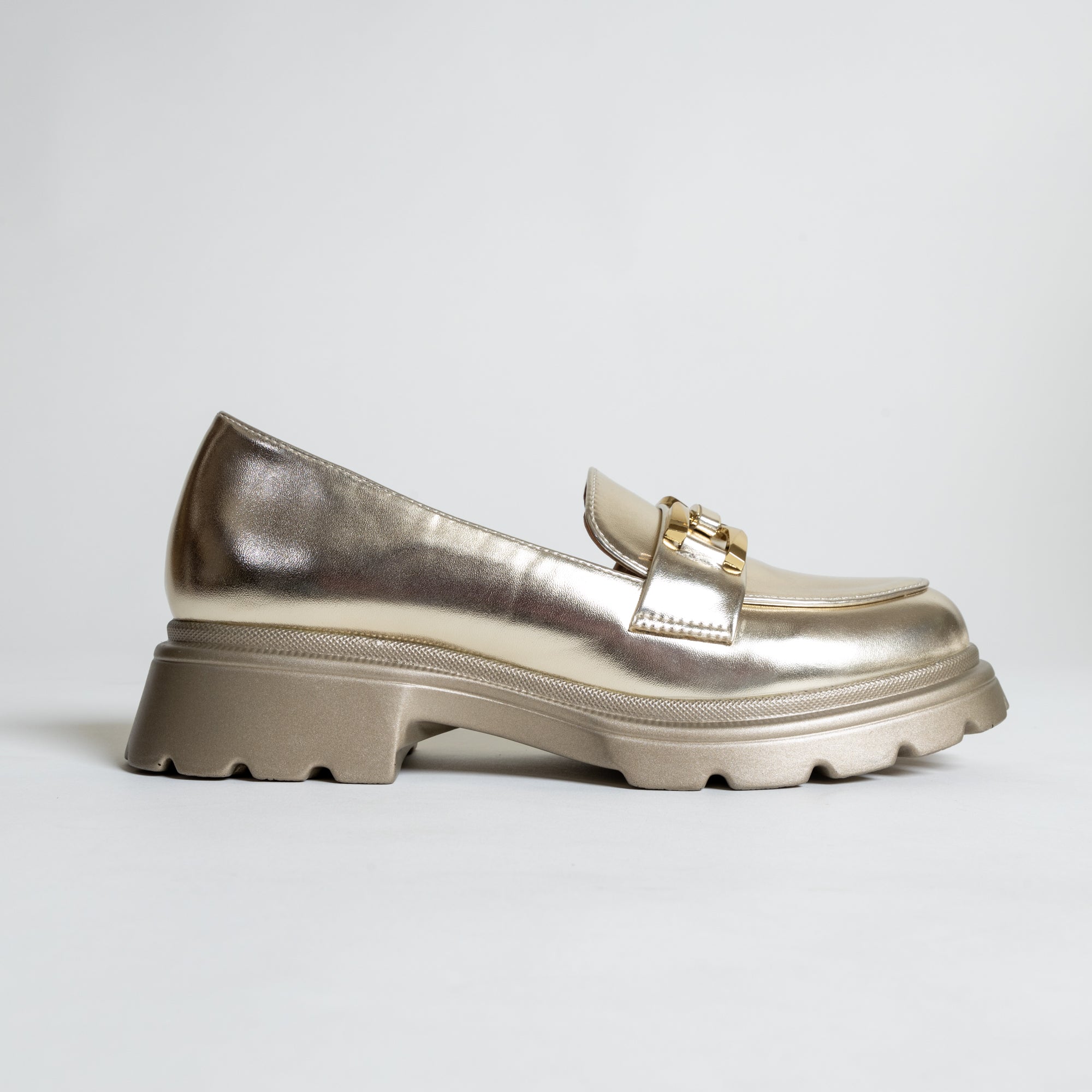 WONKA-Chunky Heel Shoes-Gold.