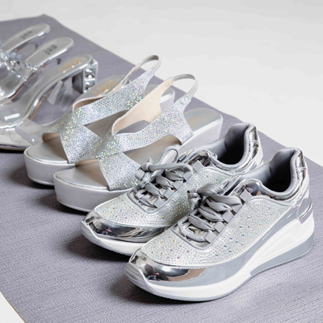 TWINKLE KICK-Party Wear Sport Shoes in-Silver.