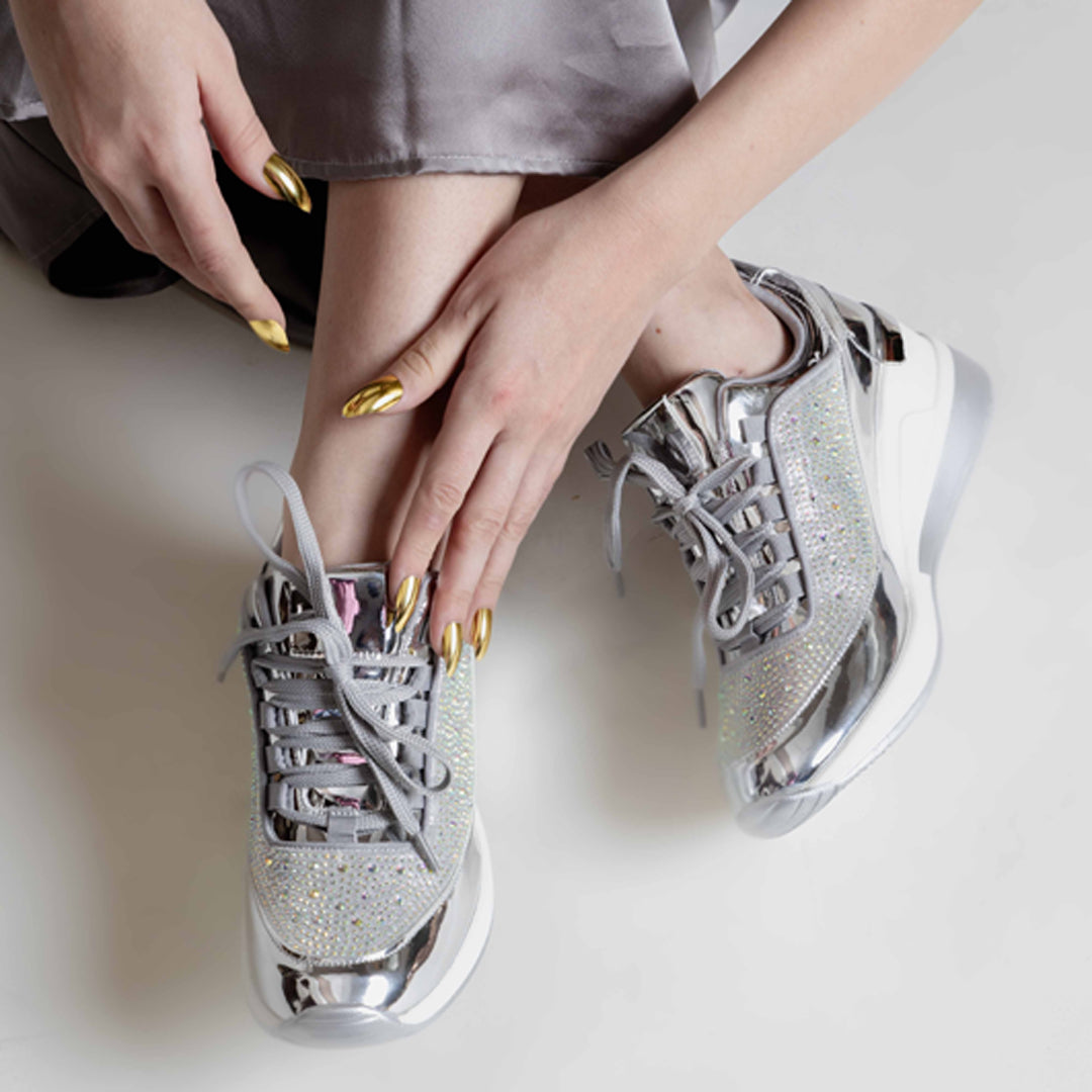TWINKLE KICK-Party Wear Sport Shoes in-Silver.