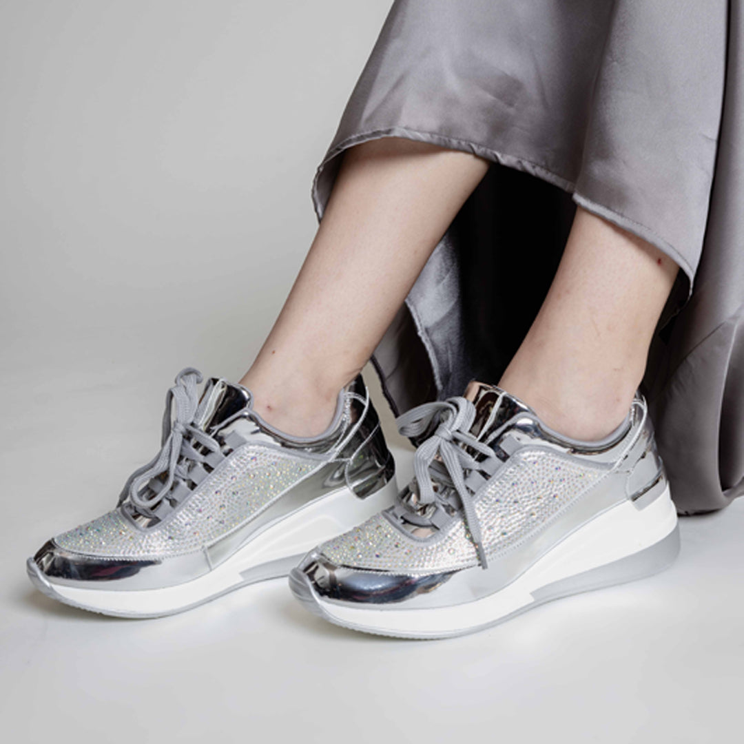 TWINKLE KICK-Party Wear Sport Shoes in-Silver.