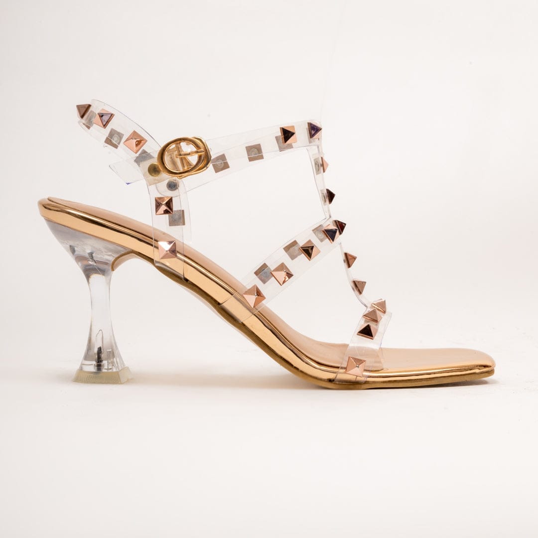 Glam Nuts- Studded Eccentric Heel in- Rose Gold.