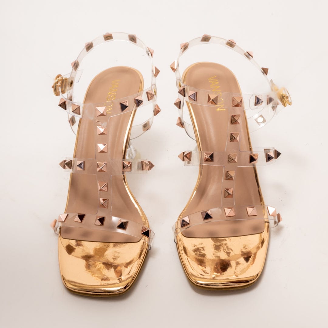 Glam Nuts- Studded Eccentric Heel in- Rose Gold.