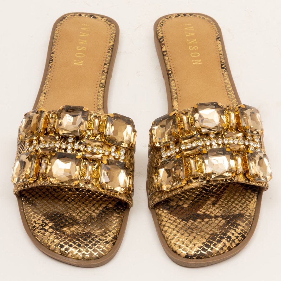 SEPTUM STONES-Embellished Flats in-Gold.