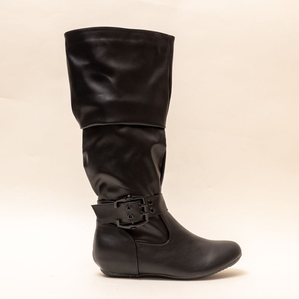 Women's Chunky Heeled Calf Boots Stacked Heeled Side - Temu