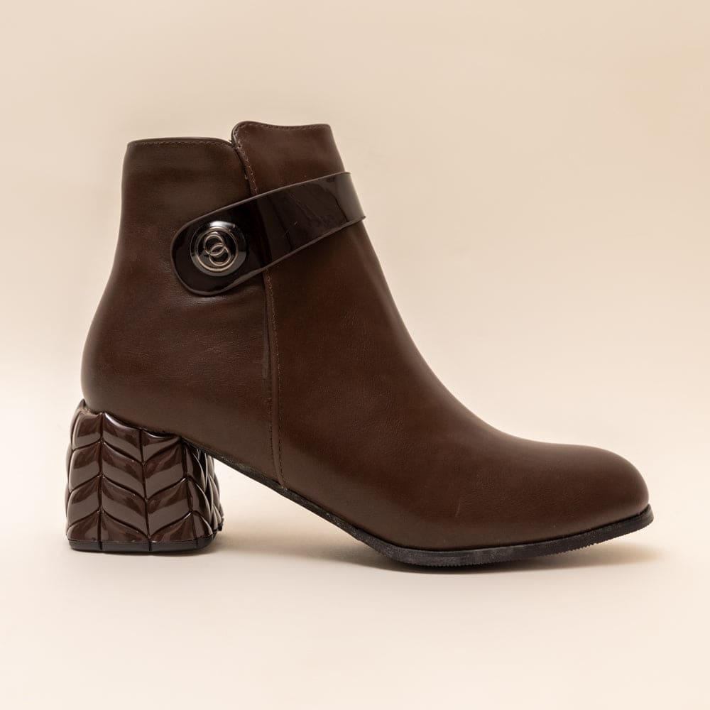TERACOTTA-Eccentric Heel Boots in-Coffee.