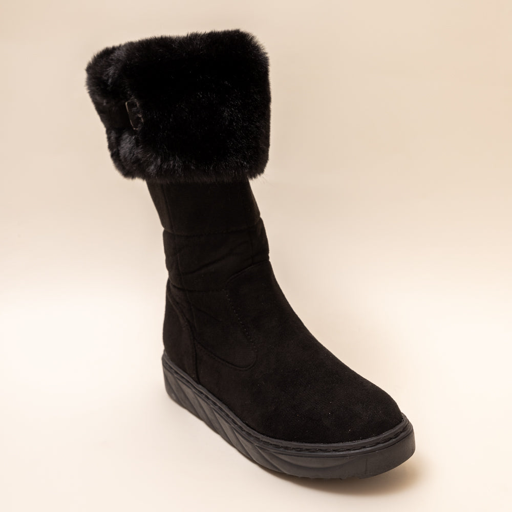 PUSS IN BOOTS-Fur Boots in-Black.