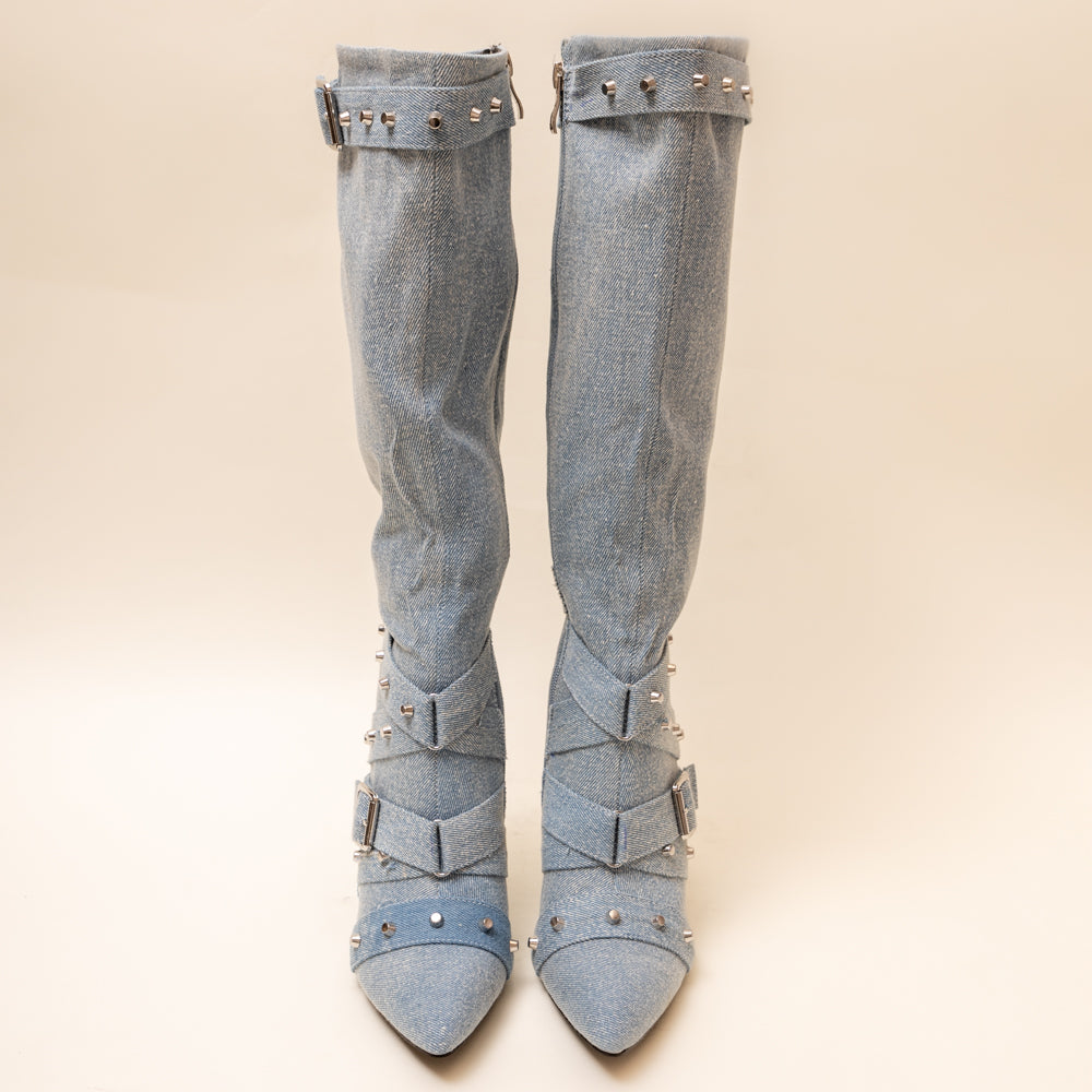 JEAN UP-Denim Boots in-Blue.