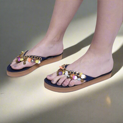 Lucky Charms Denim Platform Slippers