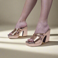 Ferro Gold Metallic Partywear Heels