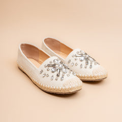 Starlit — Women’s Ivory Embellished Espadrille Flats
