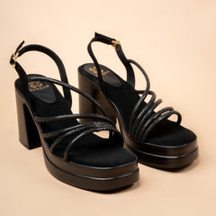 Nocturne — Women’s Black Embellished Platform Heels