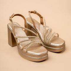 Nocturne — Women’s Black Embellished Platform Heels