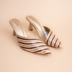 Eclipso – Women’s Metallic Striped Pointed-Toe Mule Heels