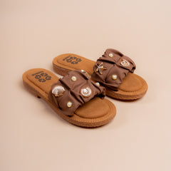Coastal Pearl Ruched Sliders