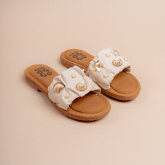 Coastal Pearl Ruched Sliders