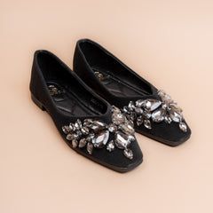 Ice Garden Ivory Crystal Flats